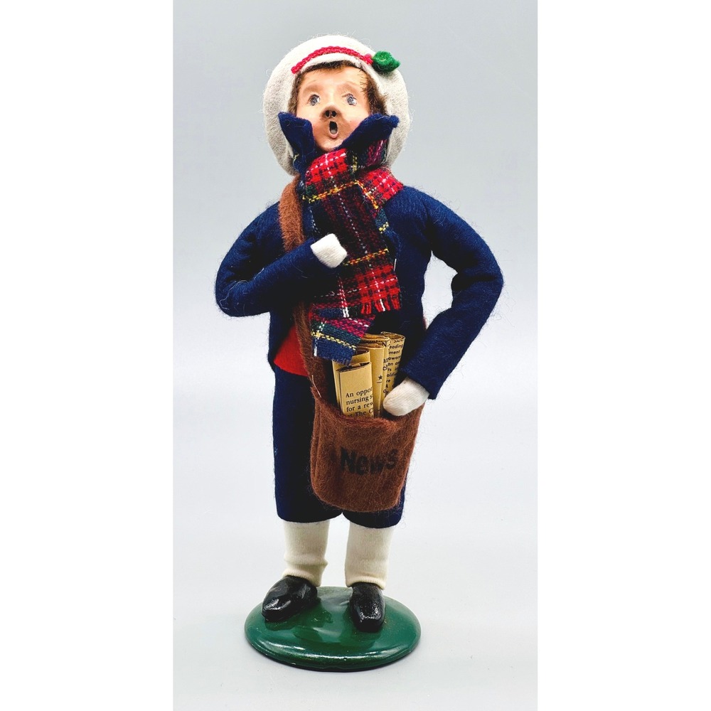 Byers Choice Caroler Newsboy Blue Plaid Scarf 1989